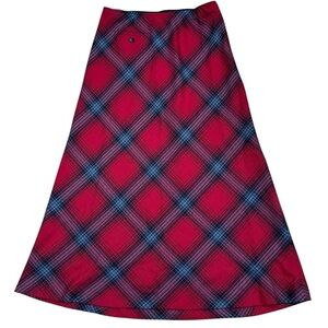 Talbots Sz 4 Skirt Red Plaid Midi Vintage Academia Preppy Classic Holiday